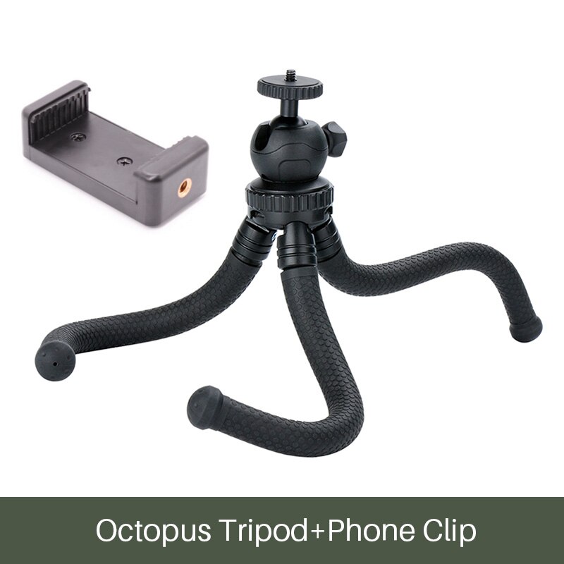 Travel Outdoor Octopus Tripod Mini Bracket Stand Flexible Tripod with Ballhead Phone Mount for Smartphone DSLR Camera Gopro: Tripod with Clip