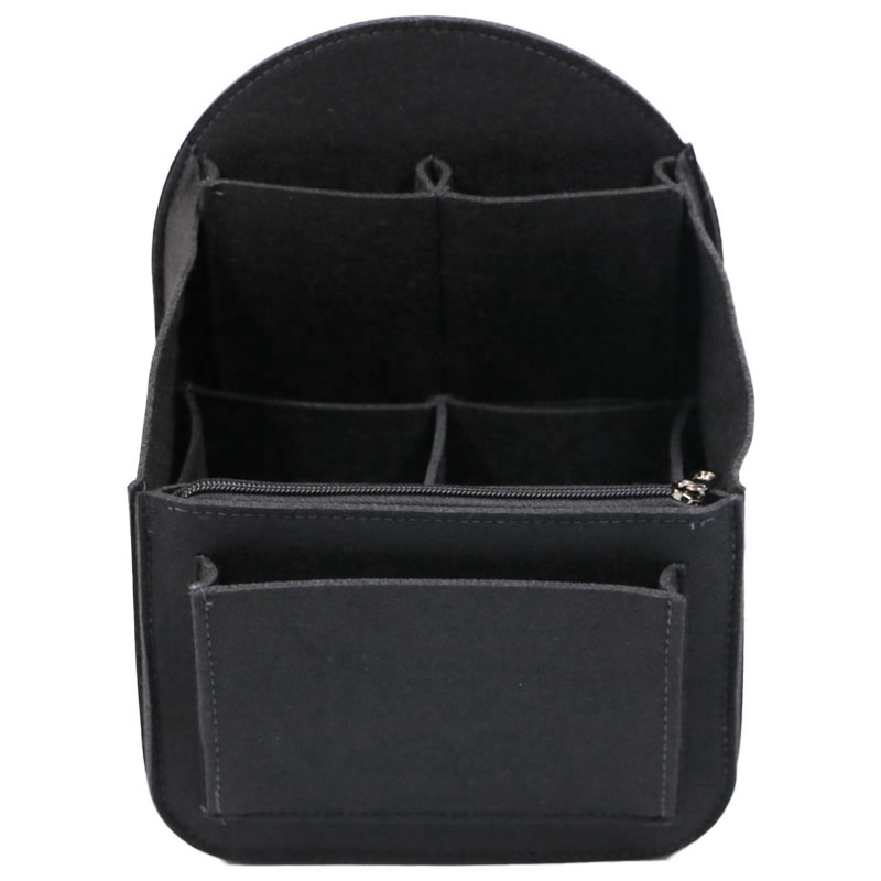 Mochila de fieltro insertar organizador bolsa de almacenamiento bolsa Universal en bolsa hombres mujeres bolsos de hombro bolso de mano organizadores: Black