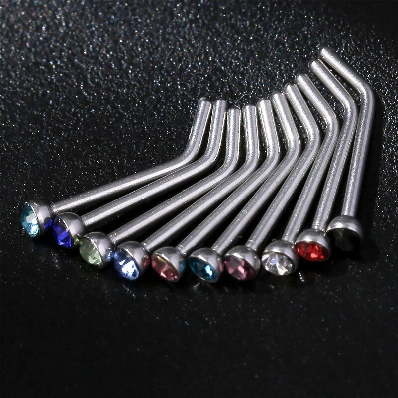 Piercing para nariz estilo Punk, joyería para labio, joyería corporal para hombre, pendientes para mujer, 1,8mm, 10 Uds.: Colorful