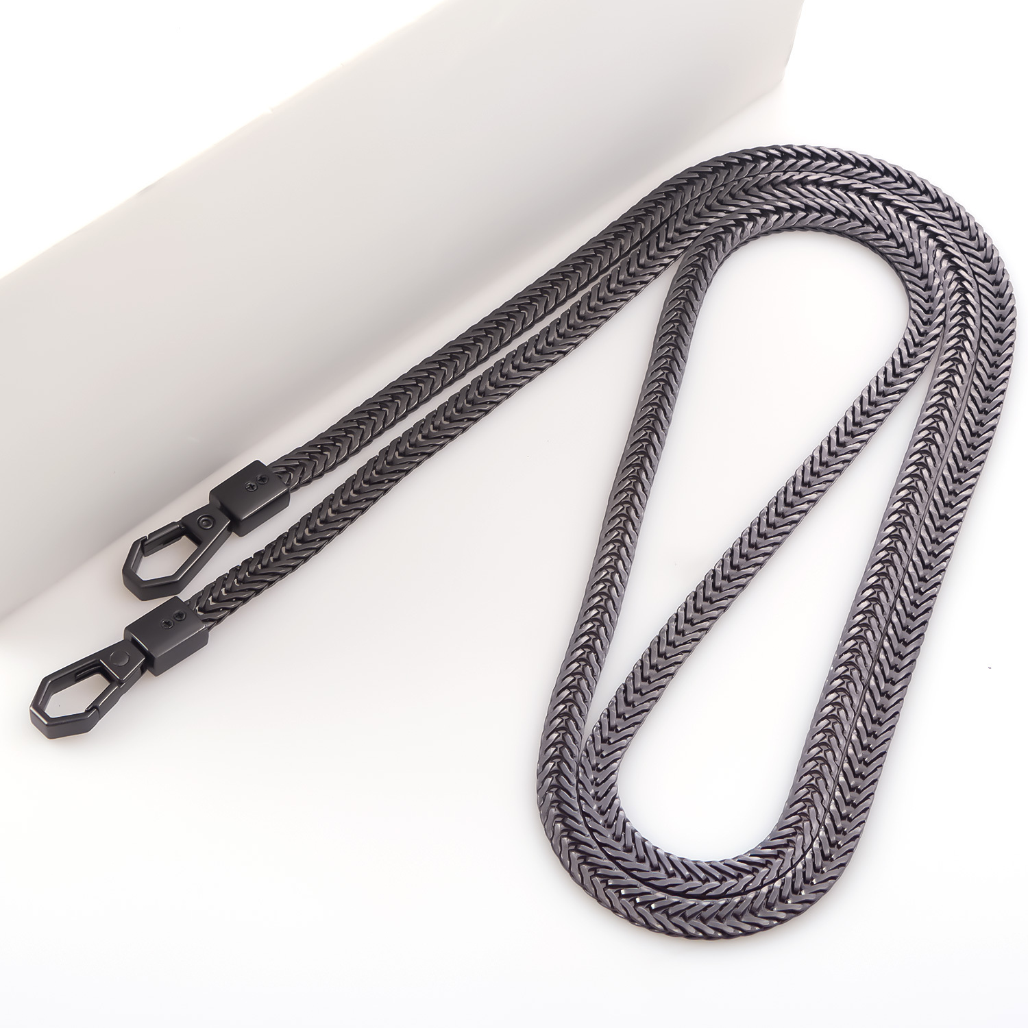 Chaînes de sac serpent, sangle de chaîne de remplacement de 7mm de large, chaînes en métal pour portefeuille, fourre-tout, sac à bandoulière: 1/2" / Black