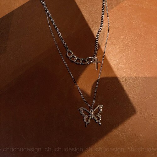 butterfly necklace clavicle chain goddessnecklace: Default Title