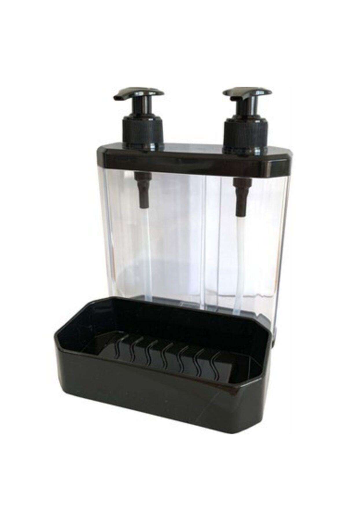 Twin Dual Liquid Soap Dispenser And Black Sponge Holder Kitchen Bathroom Accessories Home Living Decoration Products By Pressing the Manual Use