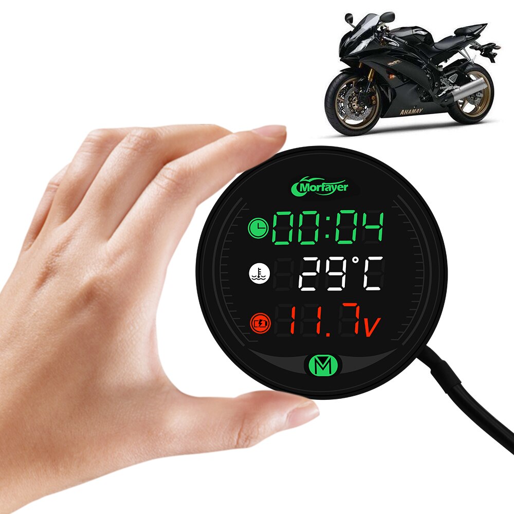 Motorcycle Meter Voltage Display Waterproof Voltage Meter Thermometer Clock 3in1 For Kawasaki KLX250 KDX125 KDX250 klx 250