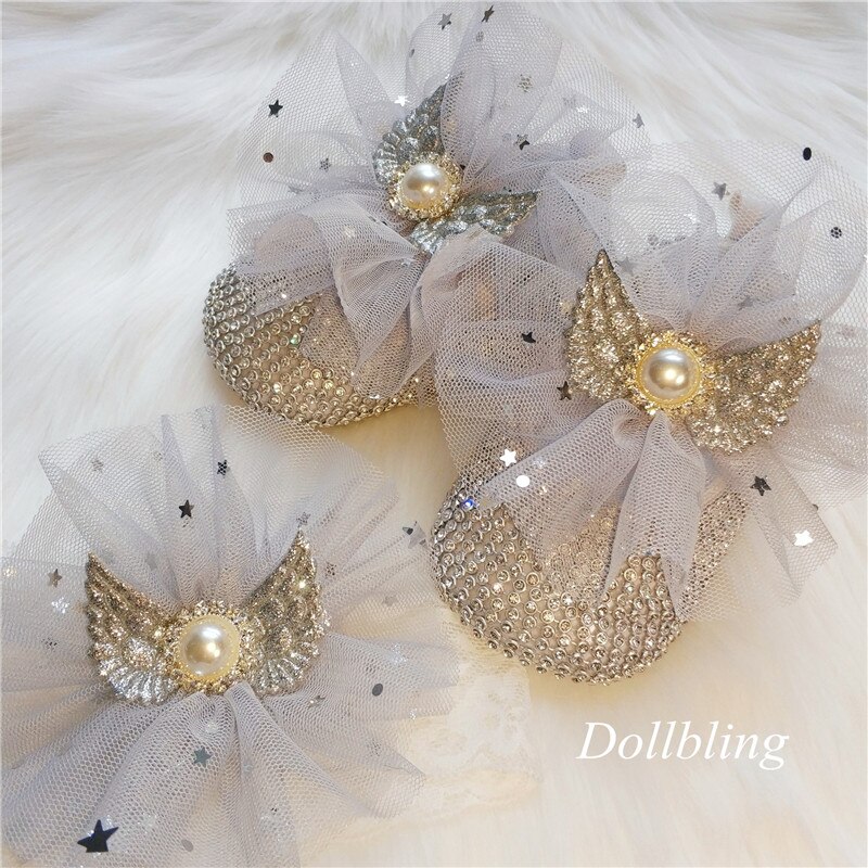 Original bebé hecho a mano azul estrellas gasa perla alas cristal zapatos princesa cumpleaños banquete Luna Llena foto de 100 días