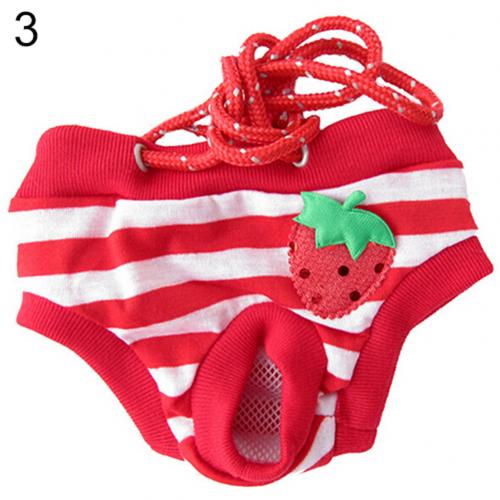 Vrouwelijke Pet Dog Puppy Luier Broek Fysiologische Sanitair Korte Panty Nappy Ondergoed M/L/Xl Leuke Aardbei Gestreepte: Red Striped / M