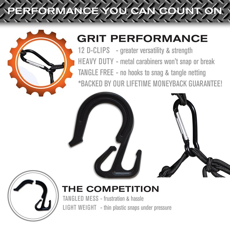 Super Duty Bungee Cargo Net For Truck Bed Stretches To 12 D Clip Carabiners | Small Mesh Holds Small And Large Loads Tighter