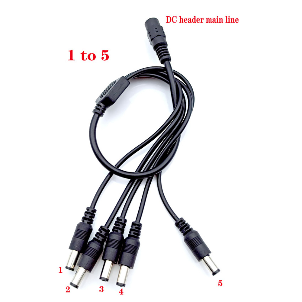 5.5*2.1mm 1 to 2/3/4/5/6/8 way dc power divider cable 5v 12v power adapter connector cable for led strip lights cctv camera: Silver