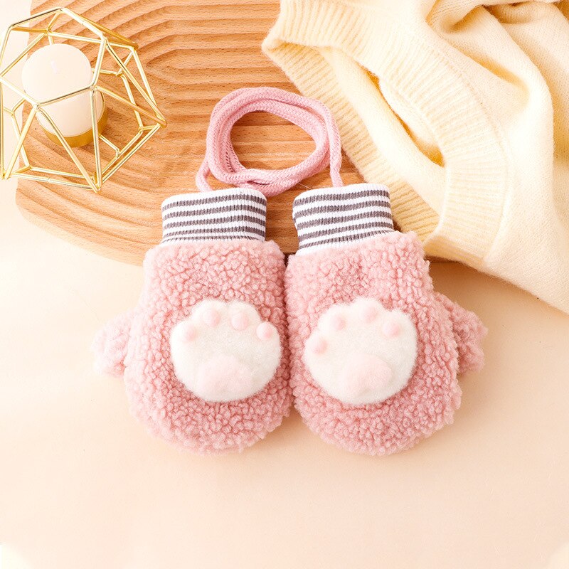 Warmom Karikatur Baby Fäustlinge Winter Warme freundlicher Baby Mädchen Handschuhe Acryl freundlicher Kleinkind Handschuh Handschoen Winter Handschuhe freundlicher 1-3Y: B Rosa