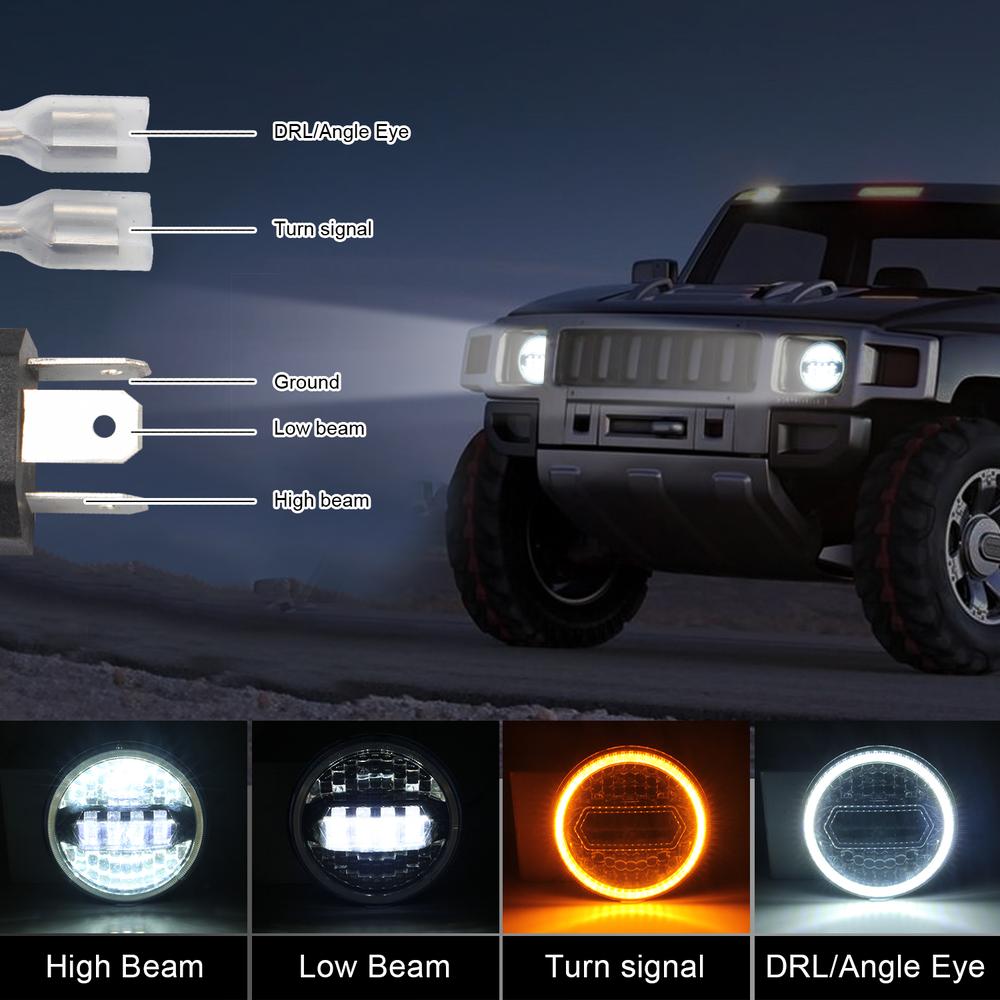 7 Inch Led Halo Koplampen Met Richtingaanwijzer Amber Wit Drl Compatibel Voor Jeep Wrangler