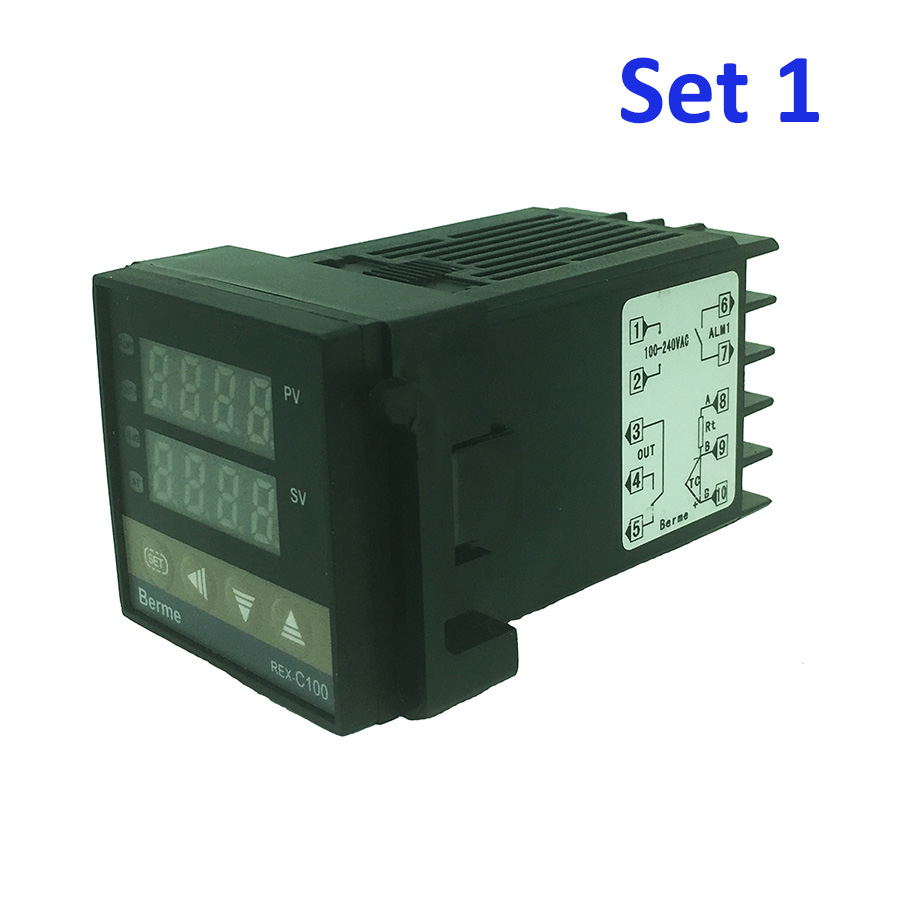 REX-C100 digital thermostat temperature controller SSR output K type thermocouple sensor 48 x 48 +SSR 40DA solid relay+sensor: Set 1