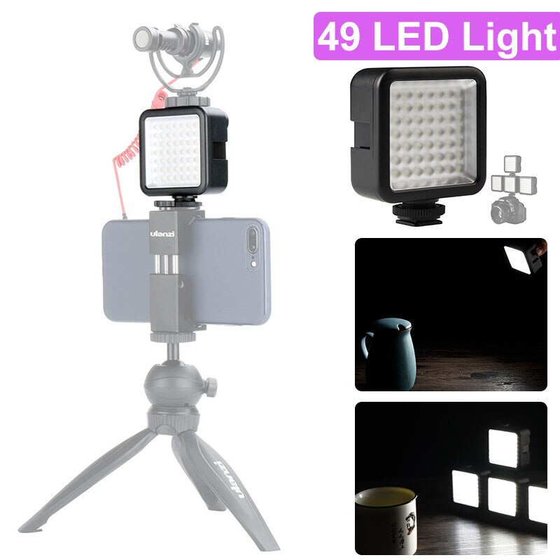 Ulanzi Ultra Heldere 49 LED Video Light met 3 Shoe Dimbare Hoge LED Smartphone Video Light voor Canon Nikon smartphone