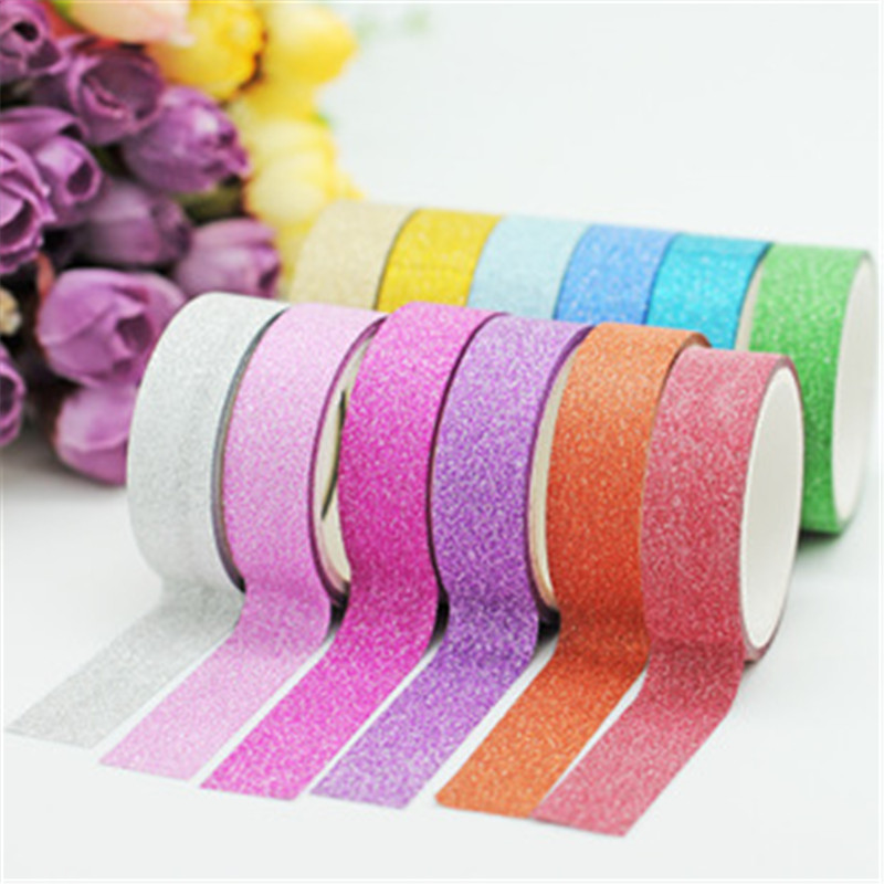 5m diy selvklæbende glitter washi papir scrapbooking tape klistermærker bryllupsfødselsdag festival dekorationer håndværk papir