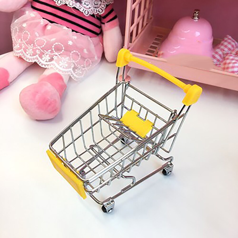 Mini børn håndkærre simulering lille supermarked indkøbskurv nyttekurv foregive lege legetøj klapvogne børn