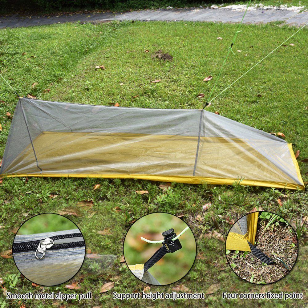 Sportliches, ultraleichtes ein-personen-zelt aus atmungsaktivem mesh-gewebe, einfach zu verstauen, wasserdicht – ideal für camping und wandern.