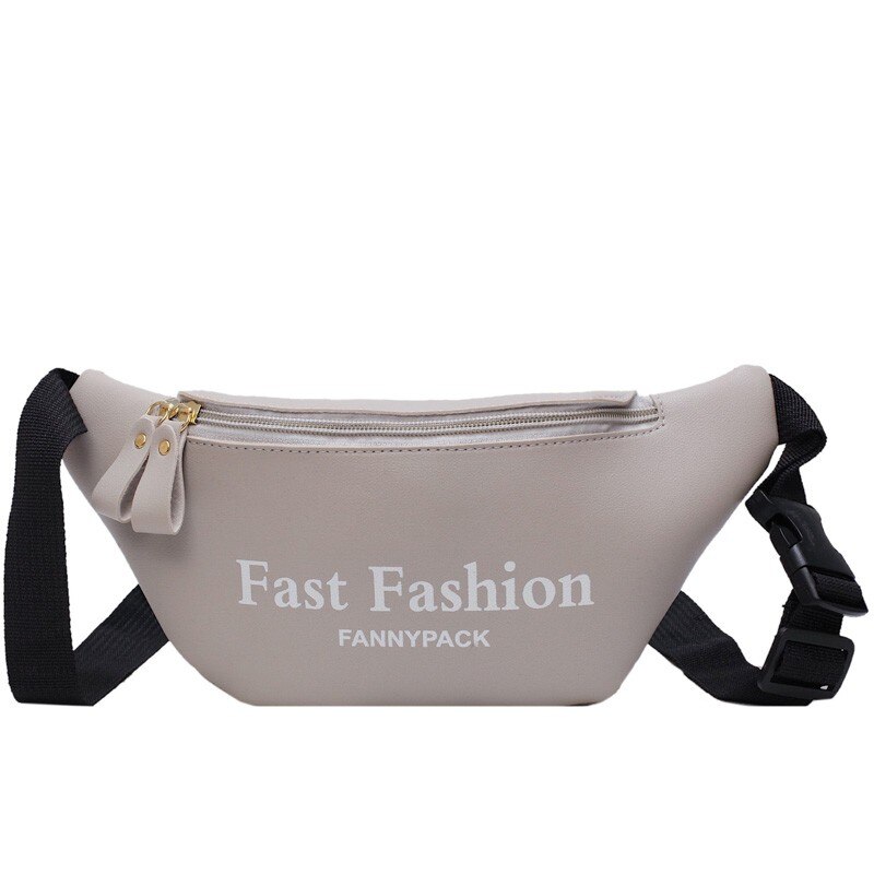 Sacchetto Della Vita delle donne di Cuoio DELL'UNITÀ di elaborazione di Banana Sacchetto Della Cinghia Del Sacchetto di Spalla Femminile Crossbody Petto Borse di Modo del Pacchetto di Fanny Lettera Della Borsa Hip bum Sacchetto: Grey belt bag