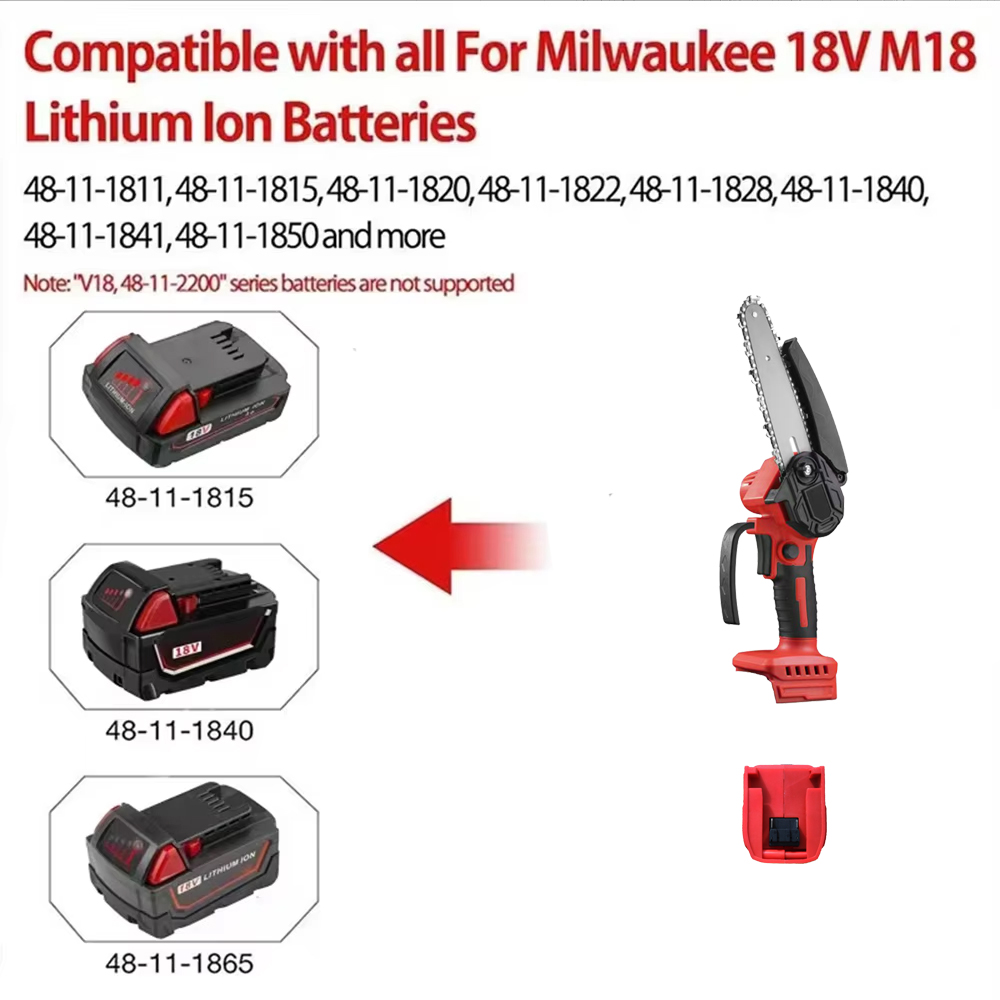 Mini motorsåg 4/6- tum sladdlös träbearbetning handhållen trädgårdssåg skärande elverktyg passar dewalt/milwaukee 18v batteri