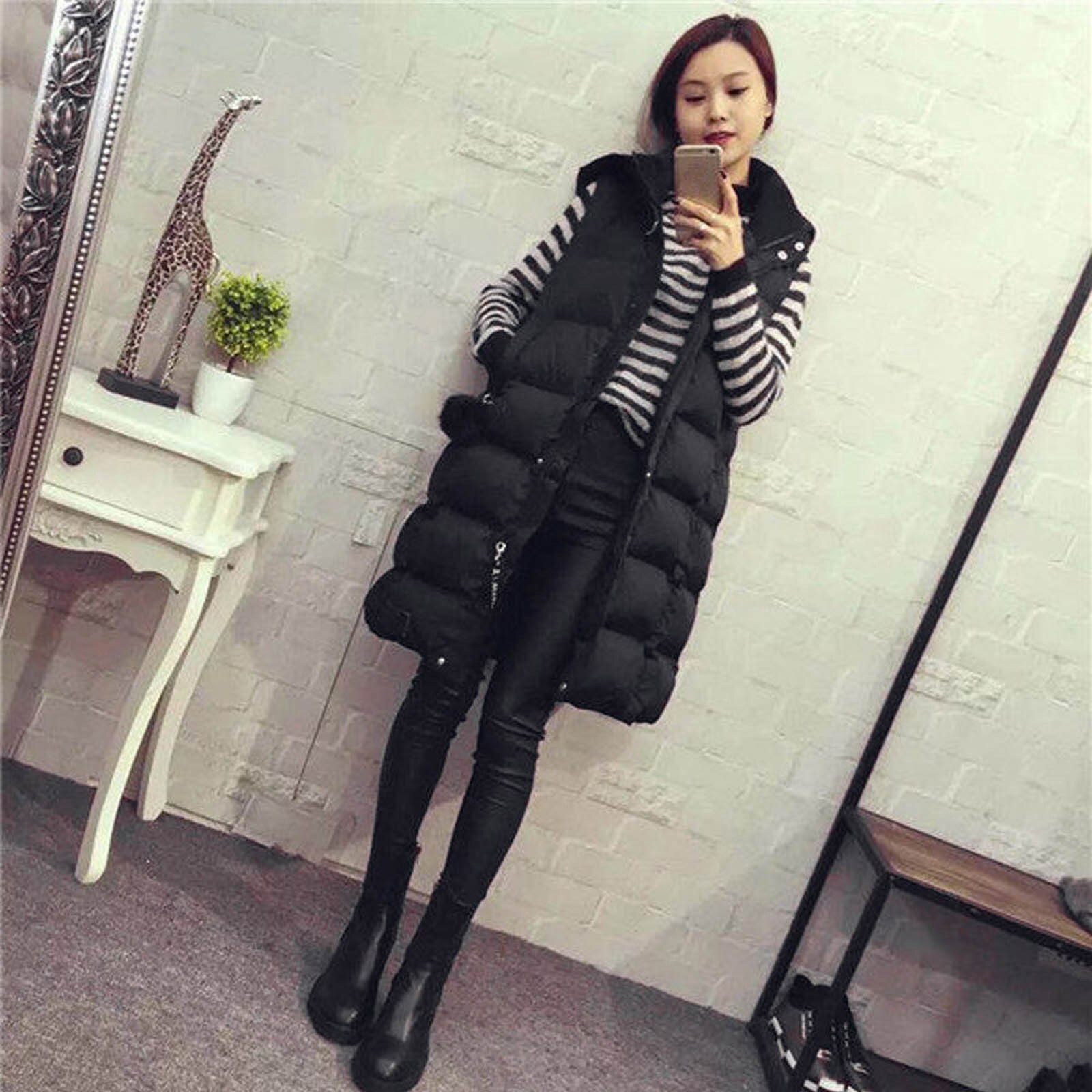 Dames effen zwart vest gilet jas mouwloos vest dames plus size hoodie bovenkleding feminina  #t2g