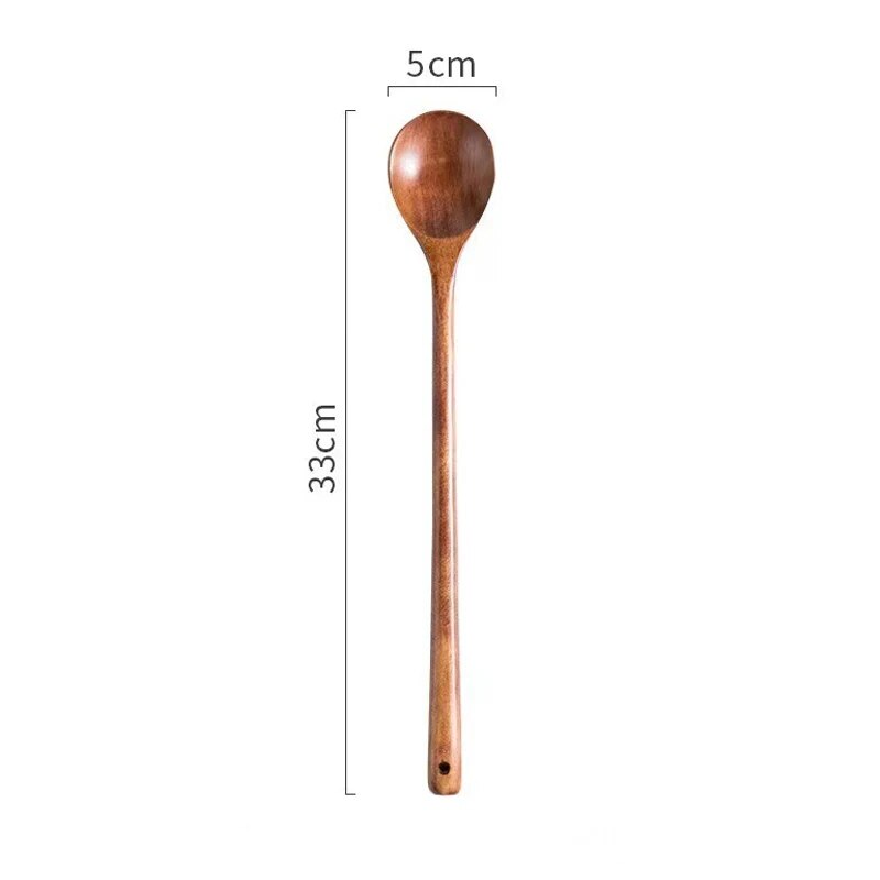 Langer Holzrührlöffel, Holzlöffel mit langem Griff, Holzlöffel zum Rühren und Kochen, verlängerter Kochlöffel aus Holz: Silber