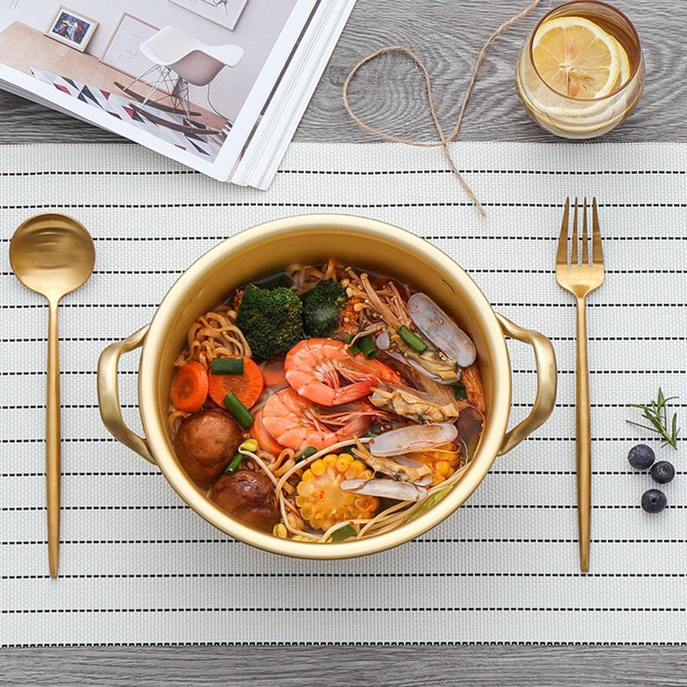 Instant noodle pot koreansk ramen noodles pot gul aluminium suppe pot med oxideret belægning hurtig opvarmning køling til køkken  #4o
