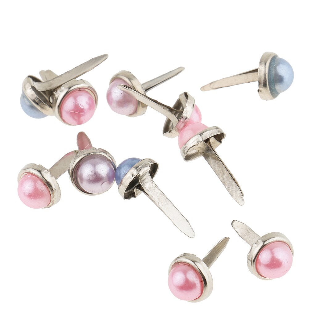 200x Pearl Head Metal Brad Paper Fastener Decorative Brads Scrapbooking