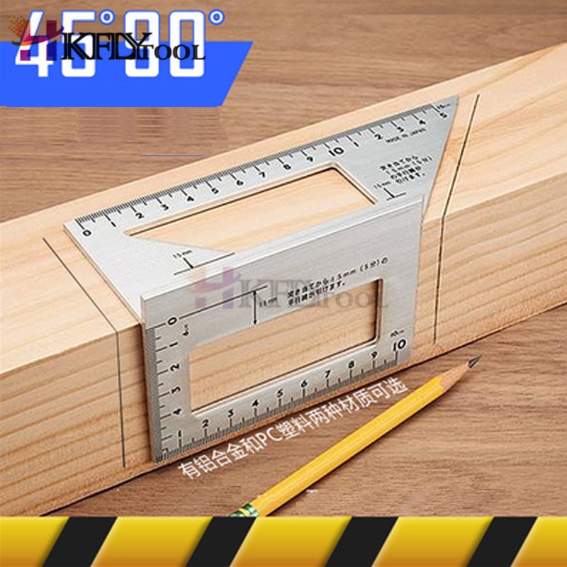 Japanse Aluminium 45 Graden 90 Graden Houtbewerking Multifunctionele Vierkante Gauge Hoek Gradenboog Over De Heerser