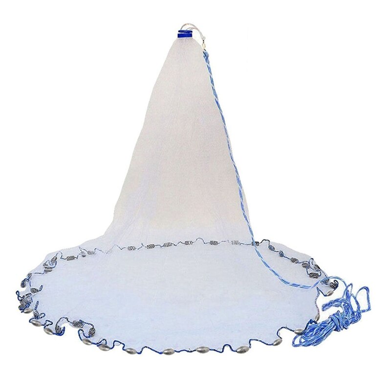 Fishing Net Bait Easy Throw Hand Cast Strong Nylon Mesh Sinker: 3.6m