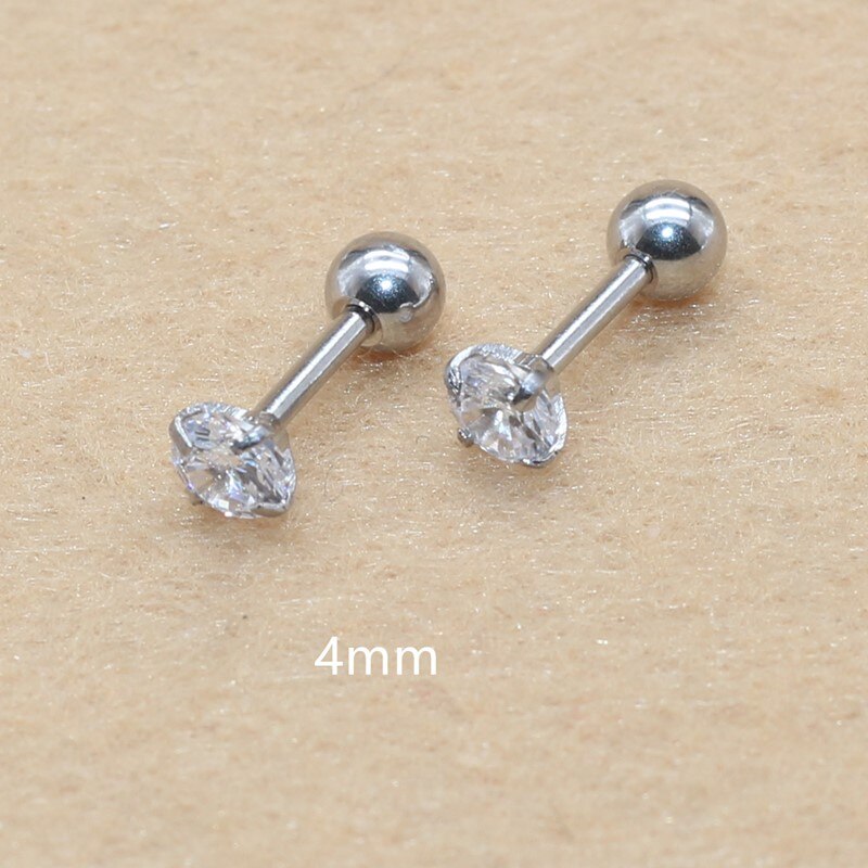 Stal nierdzewna 316L Ip Plated No Easy Fade klasyczne wkręcane kolczyki z Super Mini 2mm AAA kolory cyrkonie: steel4mm