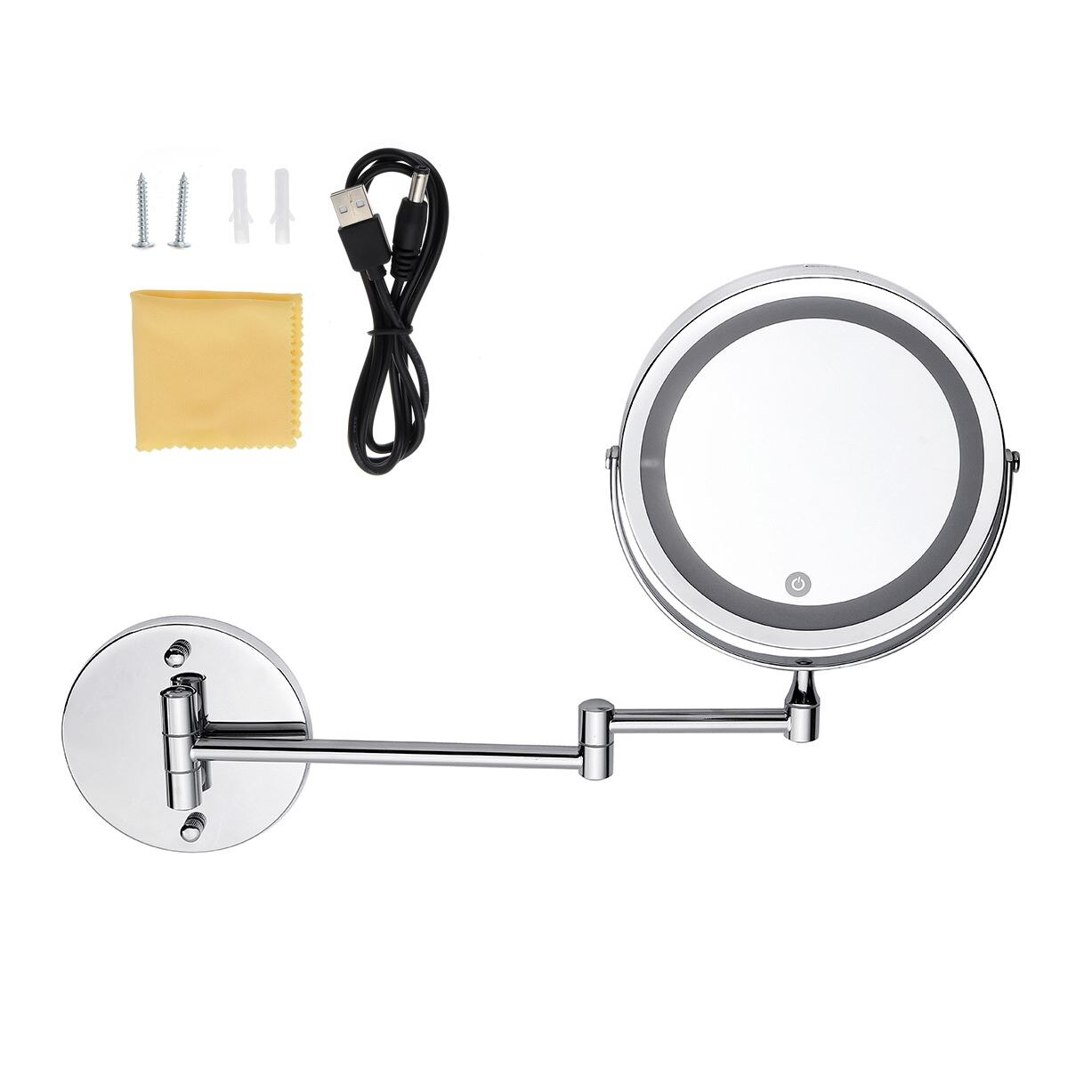 LED Folding Light Extending Double Side Wall Mount Makeup Mirror 10x Magnification Bath Shaving Chrome Bronze Finish For Woman: Default Title