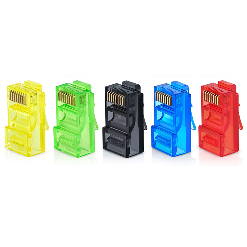 Linkwylan RJ45 Cat6 Pass Through Connectors Assorted Colors EZ to Crimp Modular Plug for Solid or Stranded UTP Network Cable: Orange / 0.8m