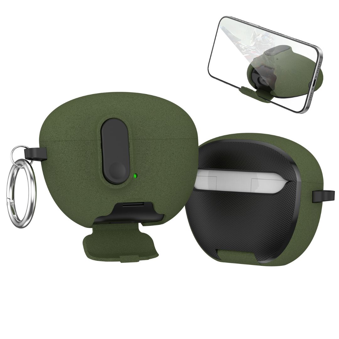 for huawei FreeBuds 6i case cover with safety lock&Phone Stand sandstone skins earphone cover for FreeBuds 6i earbuds case: green