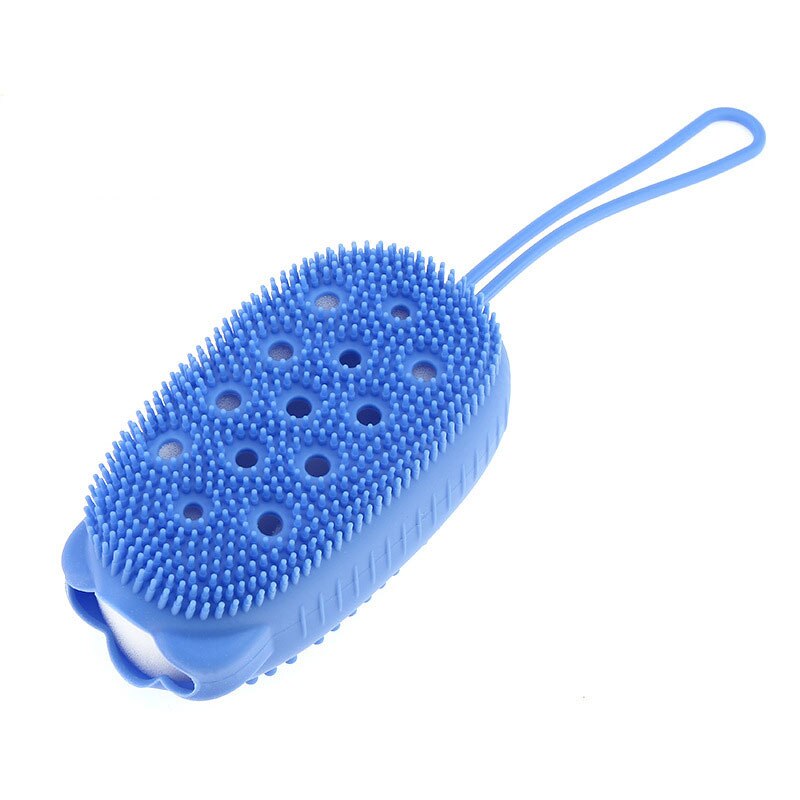 Cepillo de baño de burbujas de silicona, , doble cara, masaje, cuero cabelludo, cepillo para masajes de baño, limpieza de la piel, cepillos para ducha,: Azul
