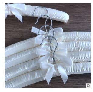 Satin Padded Hanger Silk Wrapped Clothes Hanger Clothes Hanging Silver Hook Sponge Hangers Clothes Shop Display Hangers: 19 milk white