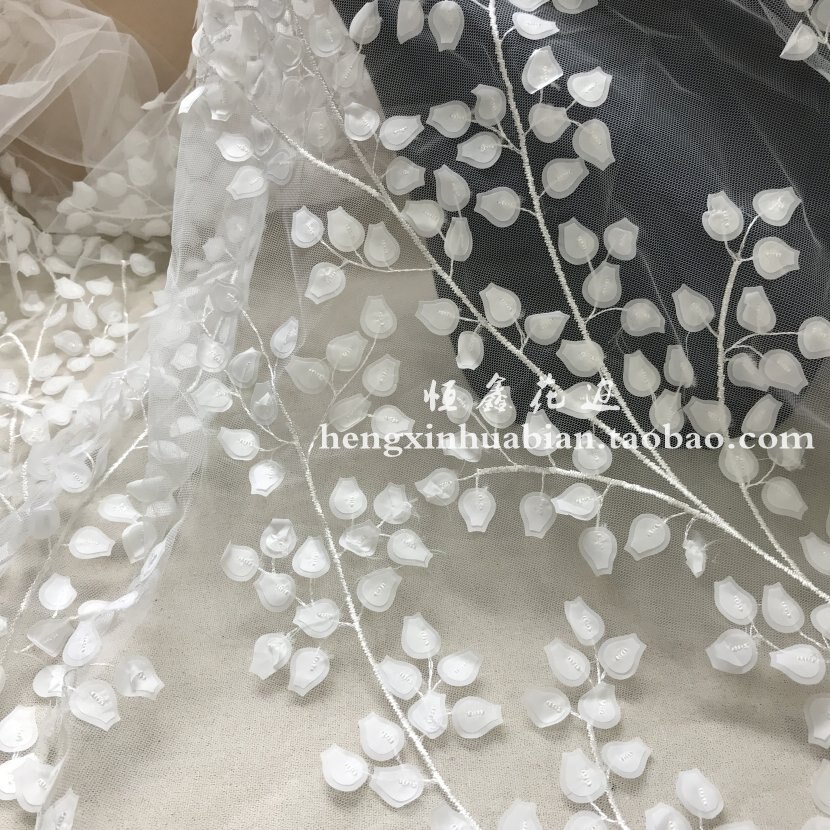 150cm biały 3D ślubna suknia ślubna aplikacja DIY stroik ślubny szalik welon haftowane koronki łatka materiałowa kurtyna darmowa wysyłka