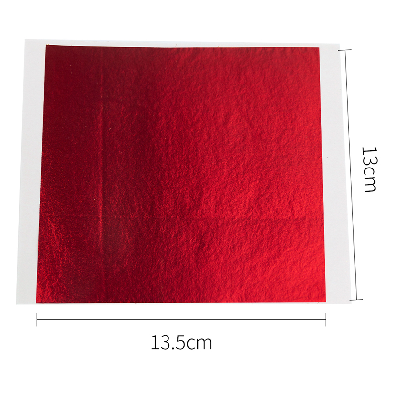 100 Uds. Hojas de hojas doradas de colores, manualidades de Arte de papel con purpurina plateada para paredes de muebles dorados, decoración Vintage de uñas, pintura DIY: Rojo