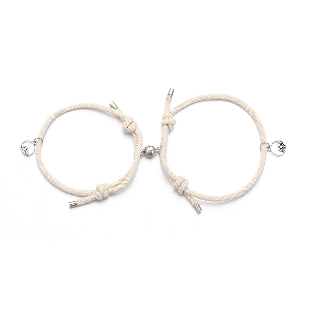 Gewinnen paare armbänder besten freund Armbinde männer Armbinde verrotten schwarz seil weben Magnet gewinnen lange-abstand liebe schmuck: Beige