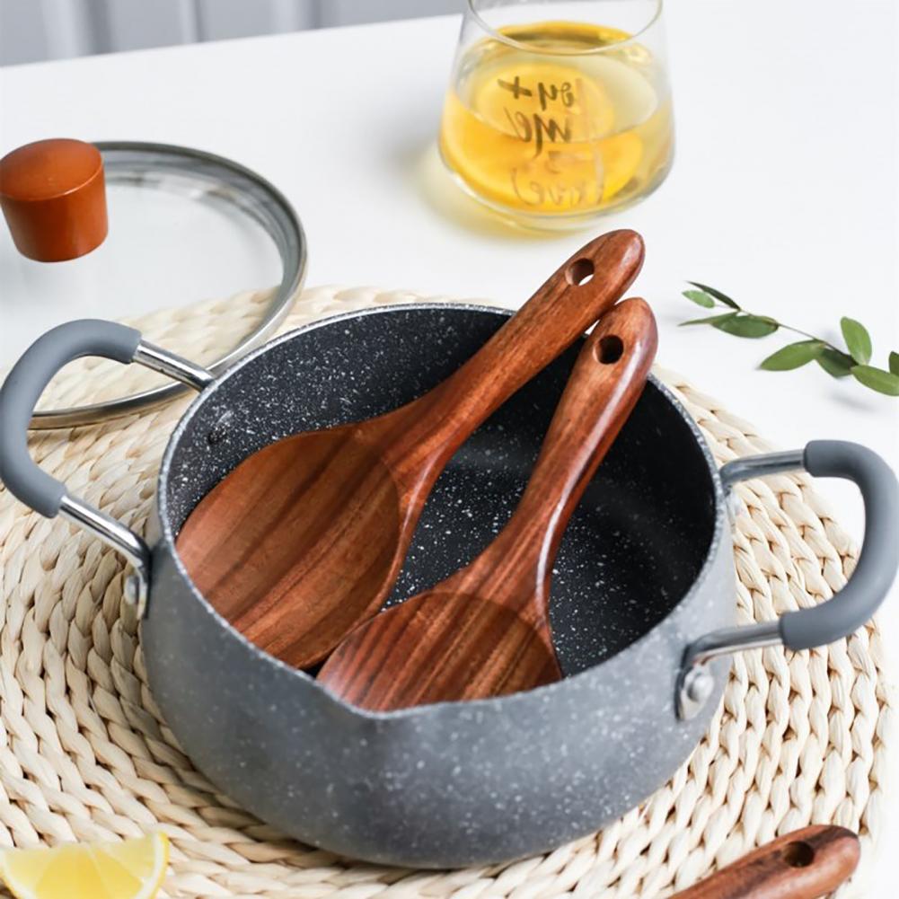 Short Handle Exquisite Practical Kitchen Wooden Rice Spoon Sturdy Rice Scoop Eco-friendly for Cooking
