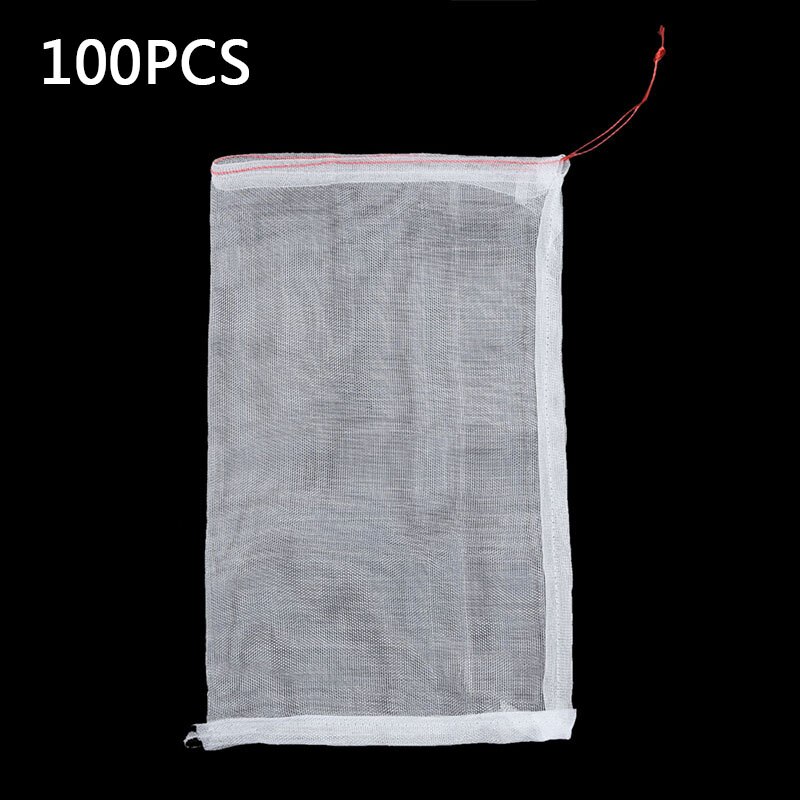 PE Net bags Set 100pcs Nylon Drawstring Garden Plant Vegetables Protect Anti pest