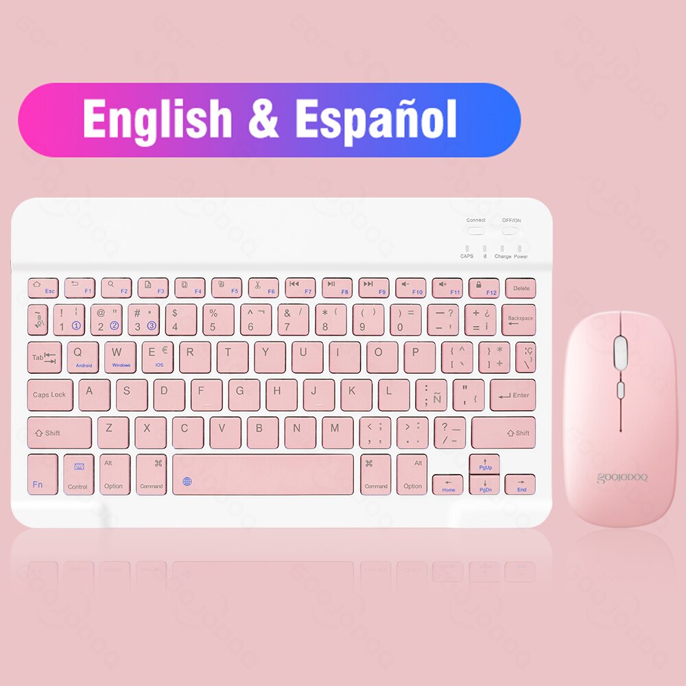 Korean Wireless Keyboard and Mouse Bluetooth Keyboard For iPad Pro 12 Tecaldo Bluetooth For Xiaomi Samsung iPad Keyboards: Spanish pink