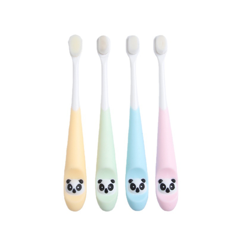 Brosse à dents pour enfants, 4 pièces, motif Panda coloré, brosse douce, soins dentaires, toilette, nettoyage des dents