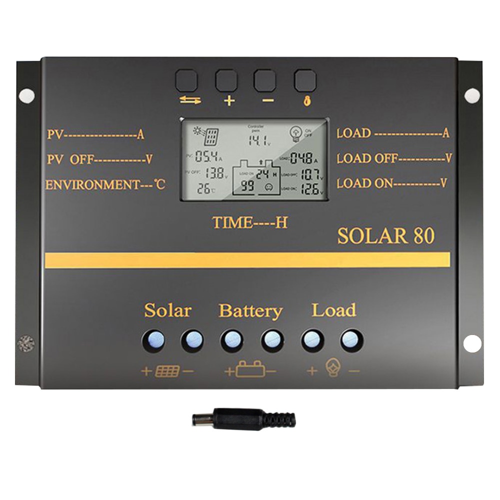 Solar 60a 80a pwm solar controller 12v/24v auto charger controller lcd display solpanel batteriopladningsregulator