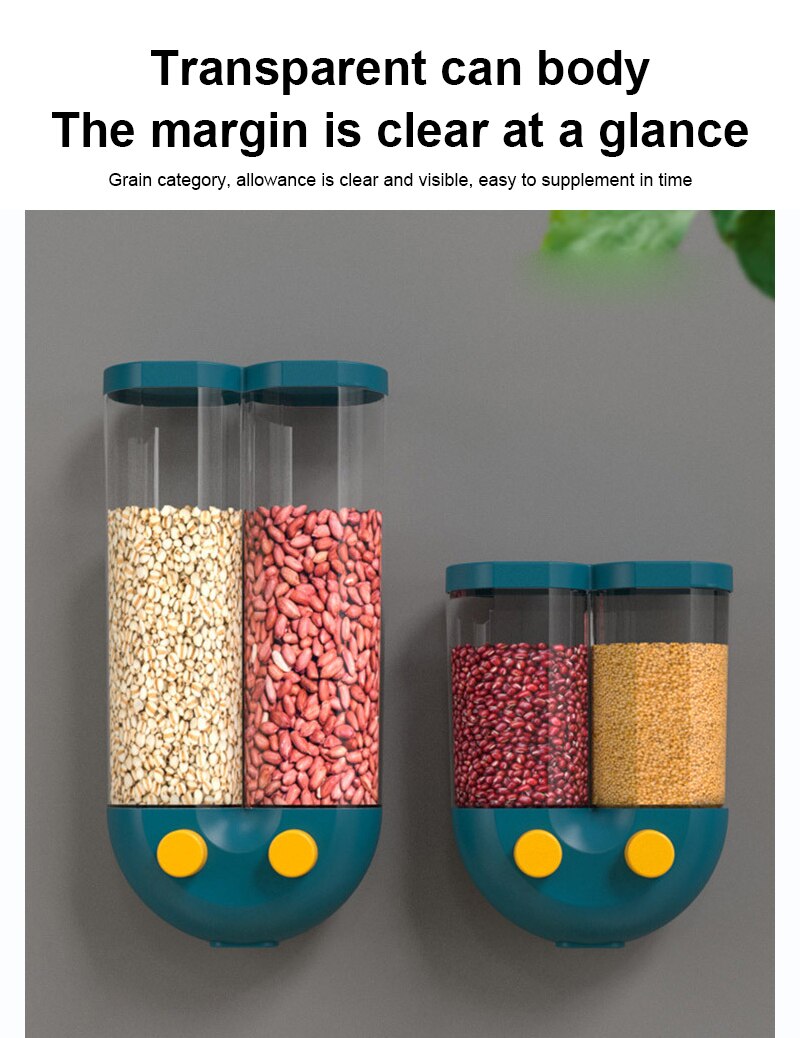 1PC Grains Storage Box Wall-mounted Tea Bean Grain Food Storage Sealed Box Moisture-proof Refrigerator Organizer Kitchen Gadget