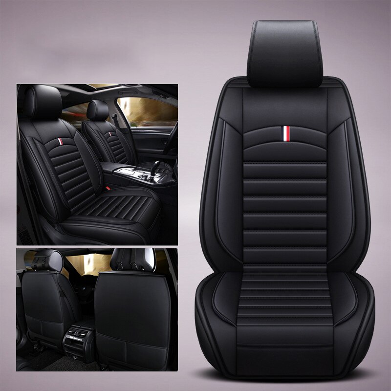 Auto Stoelhoezen Pu Lederen Zetel Protector Auto Stoelhoezen Universele Fits Meest Cars Covers Auto Accessoires: Black