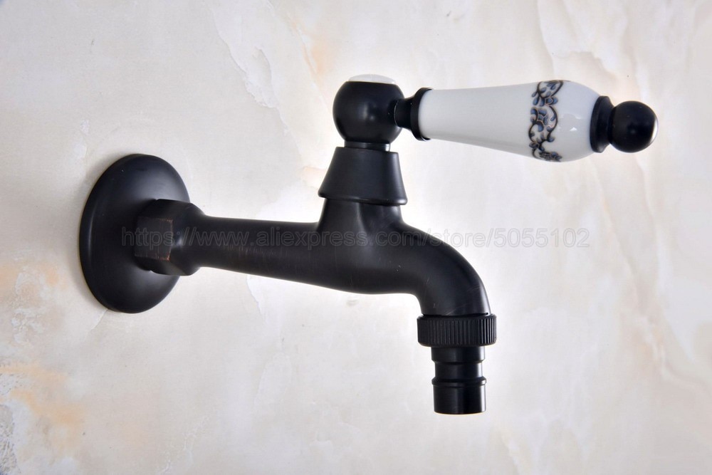 Bathroom black single cold tap wall Washing machine single tap cold water faucet garden black tap zav335