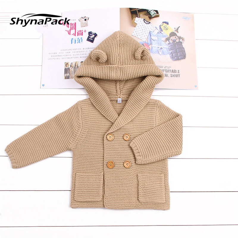 Strik cardigan sweater til baby dreng 0-2t spædbørn børn trøje hætte tøj til småbørn tøj varm hættetrøje jakke parka børn