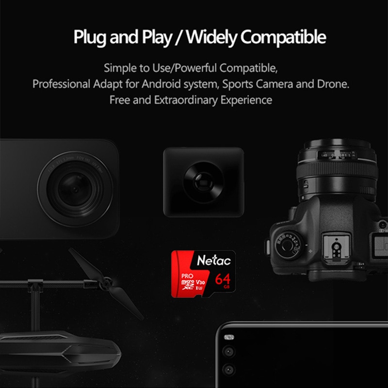 Netac Micro SD Card 64GB 128GB 256GB Class 10 UHS 1 U3 V30 Memory Card 64 128 GB Flash Microsd P500 Pro TF Card For Smartphone