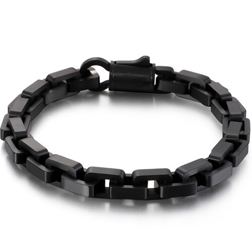 Goud Zwart Rvs Interlock Box Chain Armband Voor Mannen Zware Biker Sieraden Beste Vrienden Heren Armbanden: Color 2