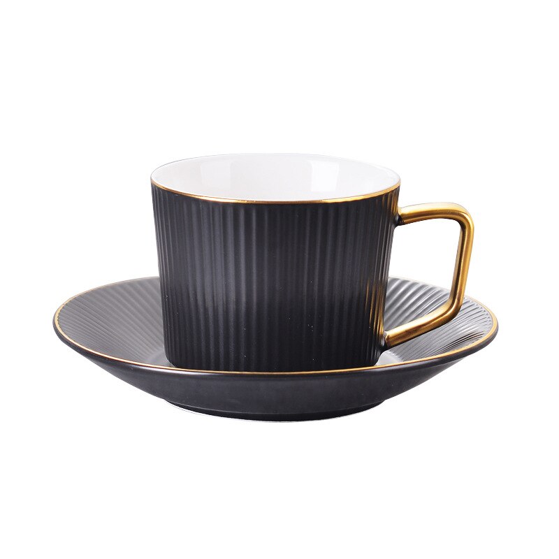 Taza de café de pareja creativa de , taza con asa dorada, Taza de cerámica a rayas, plato, Taza de cerámica, taza de té, de Viaje Taza, café