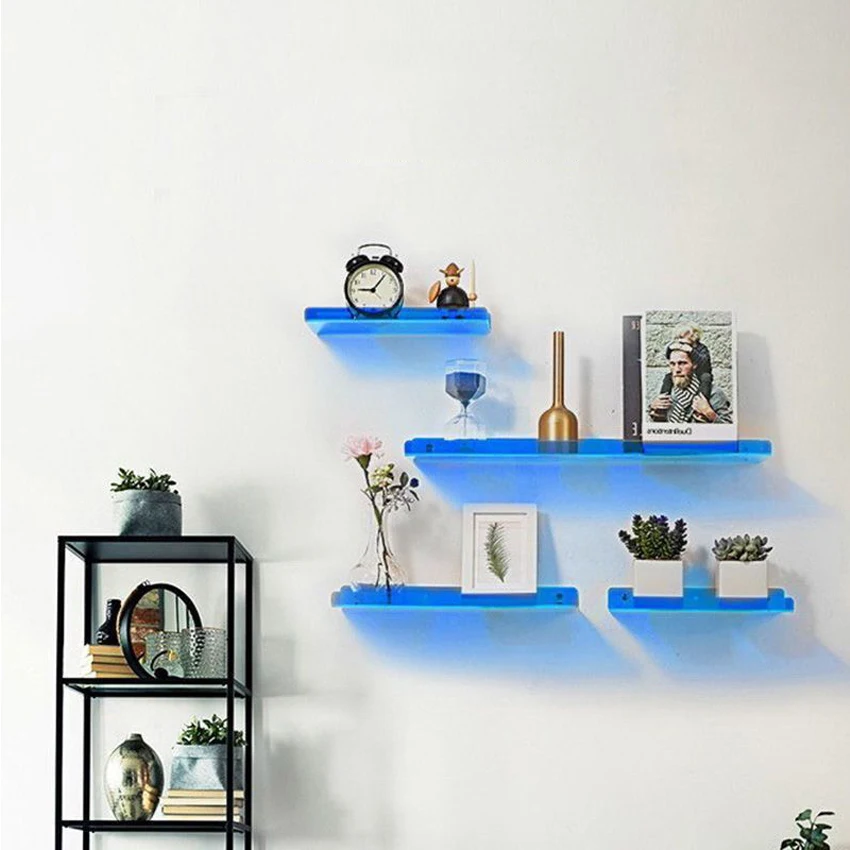Estante de almacenamiento de acrílico montado en la pared para baño, organizador de cocina, estantes de exhibición, estante de pared decorativo sin perforaciones