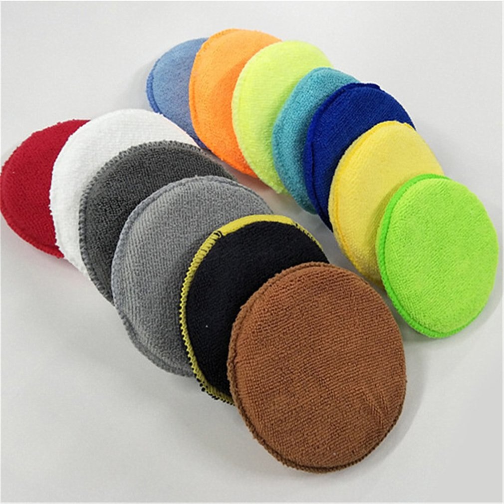 Practical Car Superfine Fiber Round Shape Wax Applicator Pads Polishing Sponges With Net Car Accessories Polisher Pads