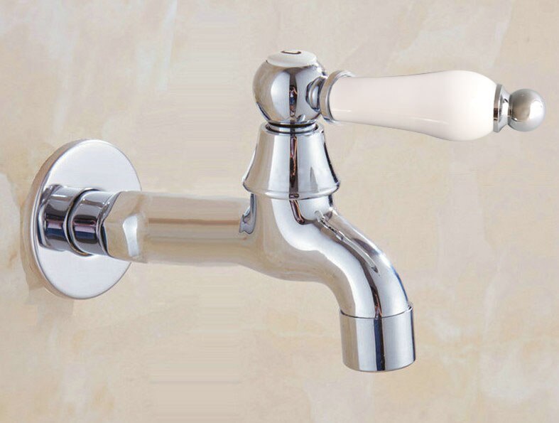 Polished Chrome Ceramic Handle Washing Machine Faucet, Mop Pool Faucet Sink Water Taps Toilet Cold Bibcock ZD085: B Style